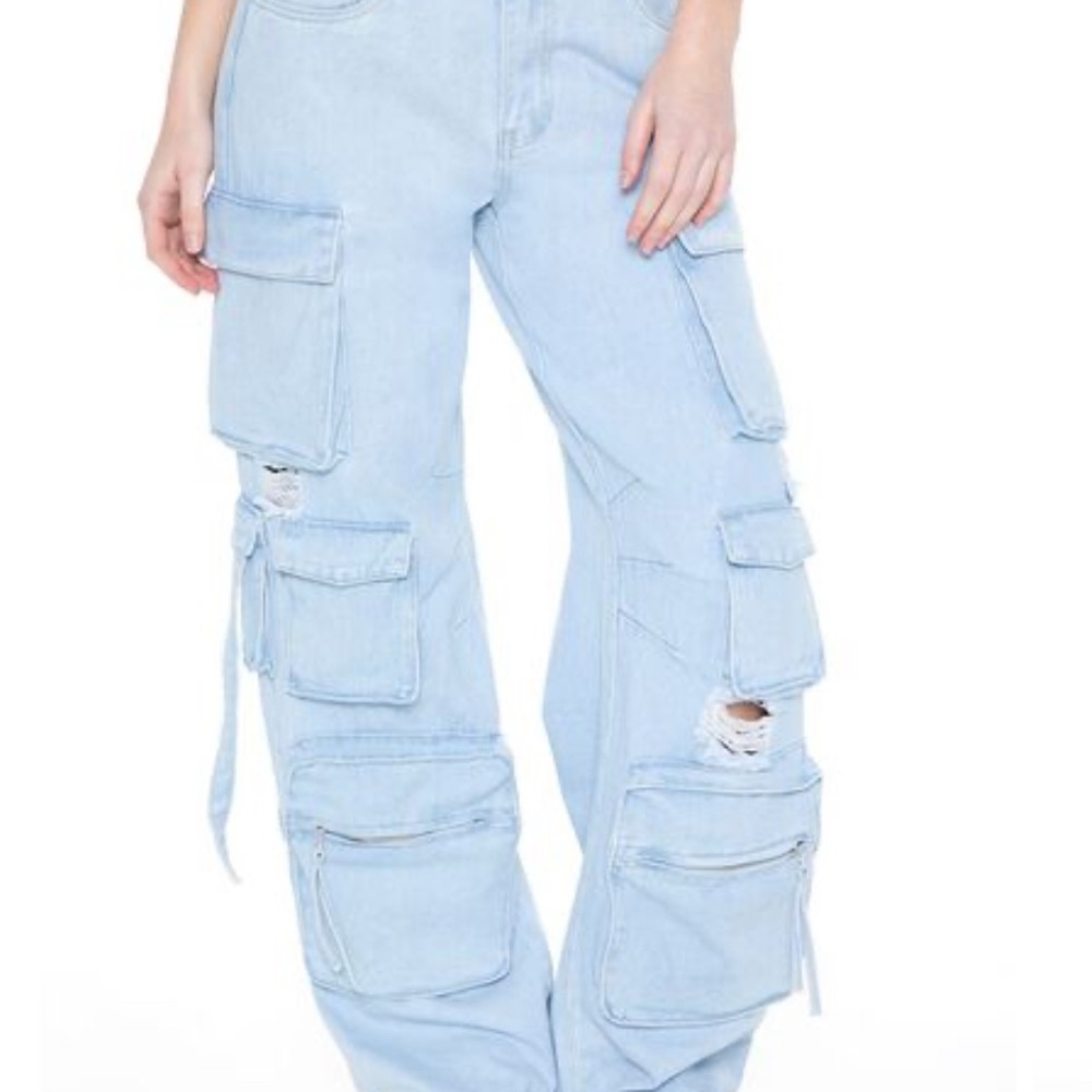 Distressed Utility Cargo Jeans